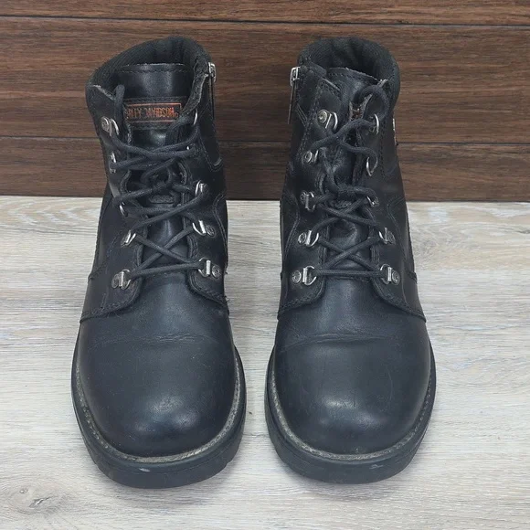 VNTG 90s/Y2K Harley-Davidson Women Leather Ankle LaceUp Riding Moto Boots SZ 10 - Picture 5 of 16